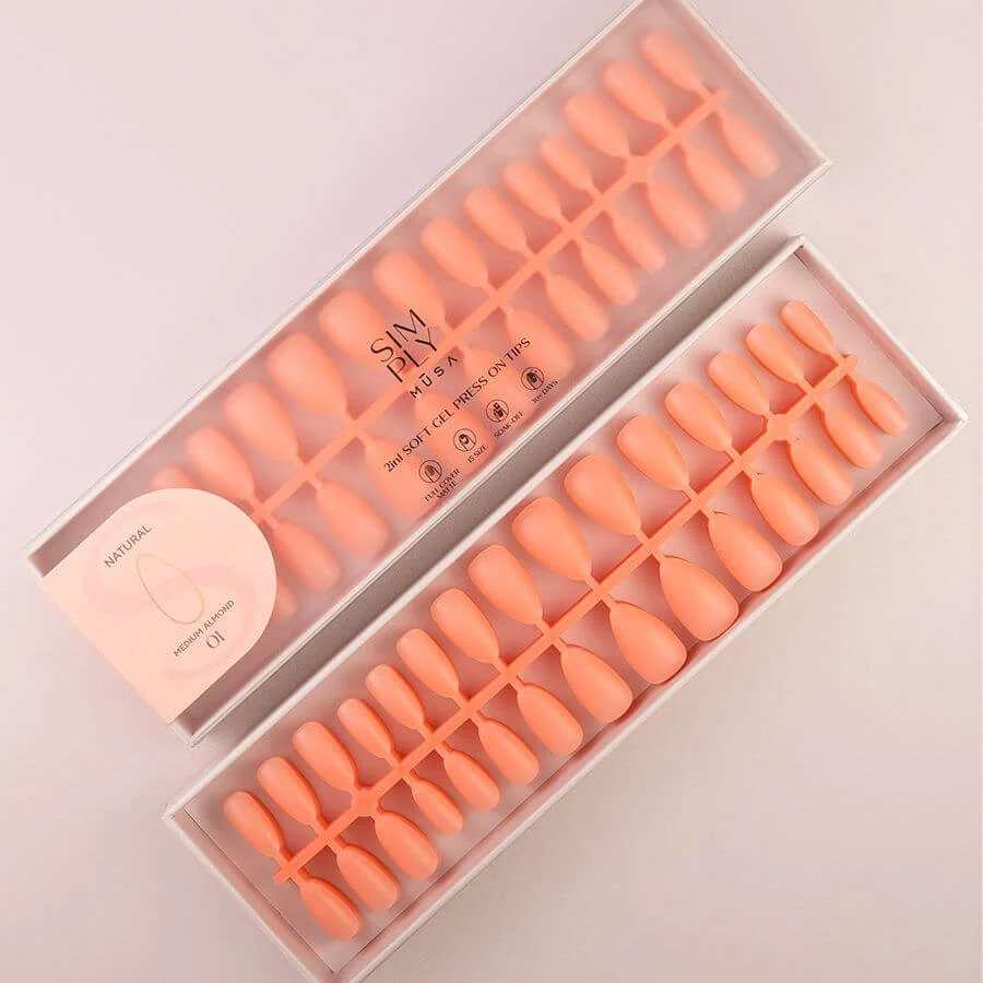 Tips Soft Gel Press On Natural Almendra 01 Coral Pink - 240 piezas