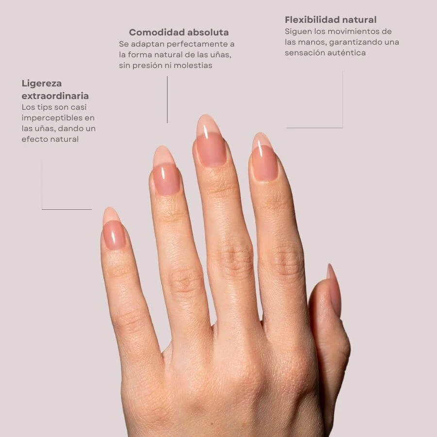 Tips Soft Gel Press On Natural Almendra 01 Coral Pink - 240 piezas