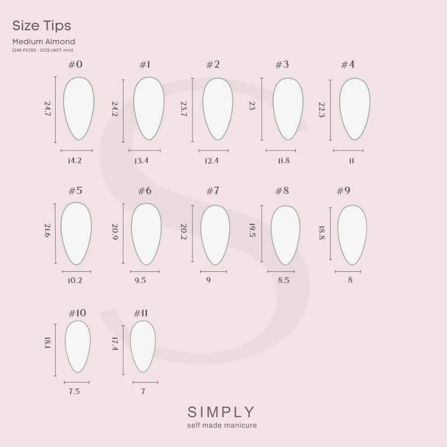 Tips Soft Gel Press On Natural Almendra 01 Coral Pink - 240 piezas