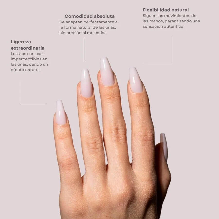 Tips Soft Gel Press On Natural Coffin Media 02 Blush - 240pz
