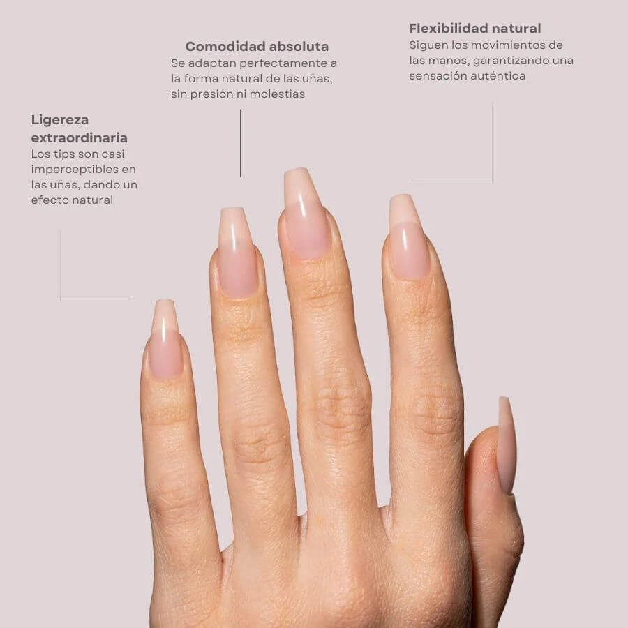 Tips Soft Gel Press On Natural Coffin Media 05 Peach Pink - 240pz