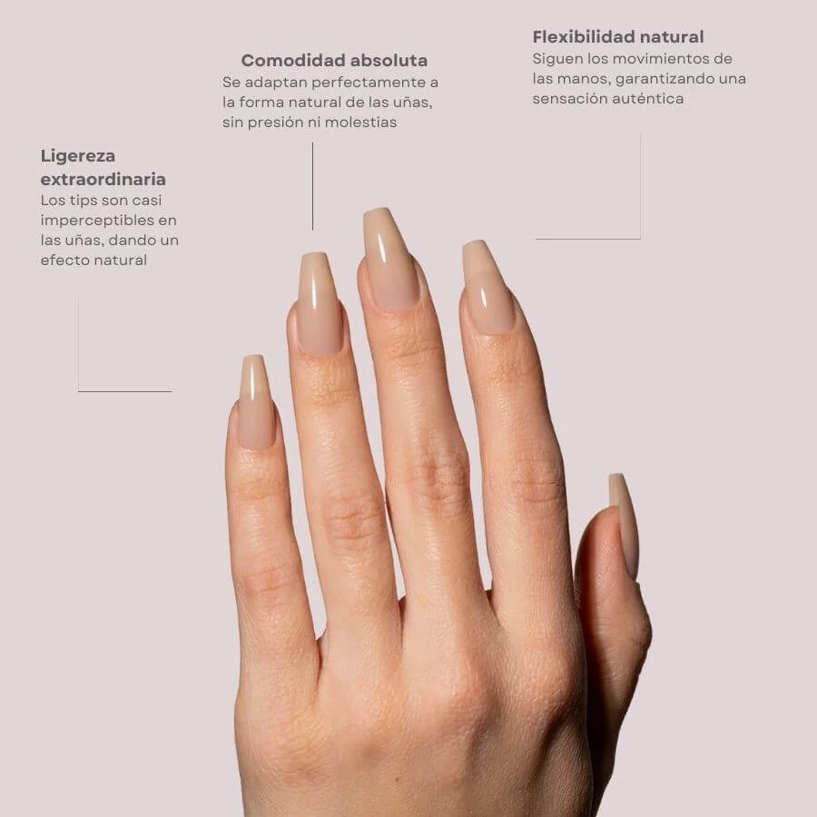 Tips Soft Gel Press On Natural Coffin Media 06 Nude - 240pz
