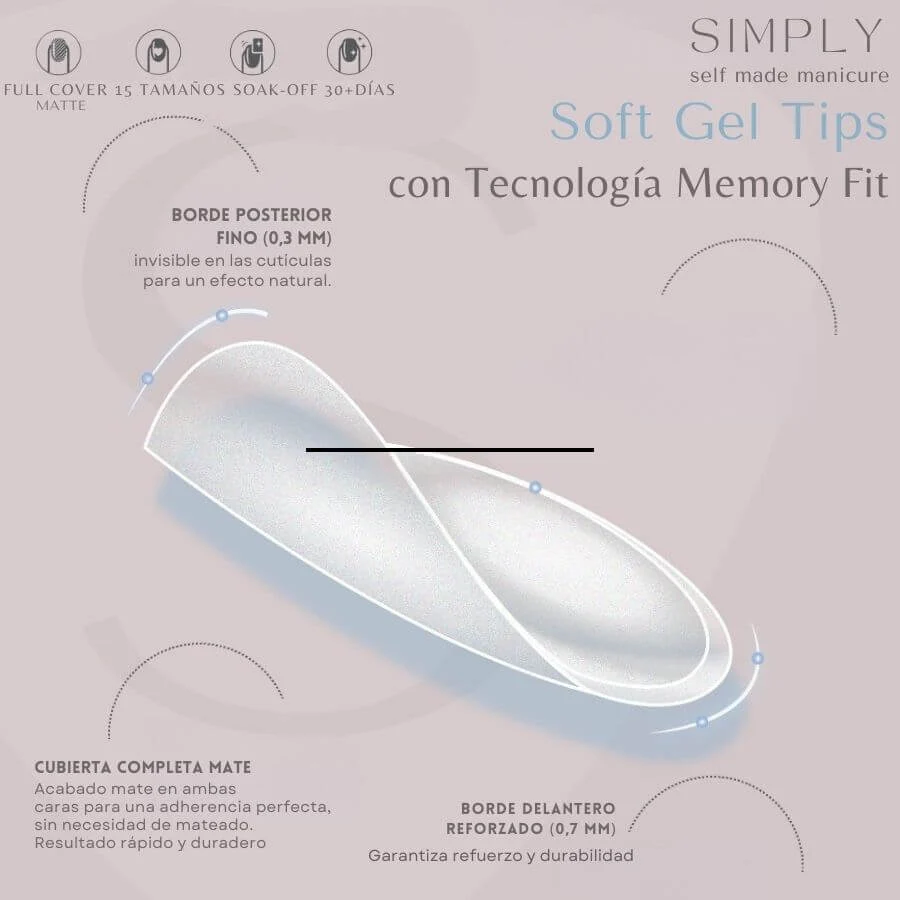 Tips Soft Gel Press On Natural Coffin Media 06 Nude - 240pz