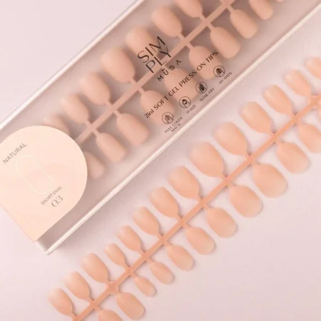Tips Soft Gel Press On Oval Corta Pink Sand