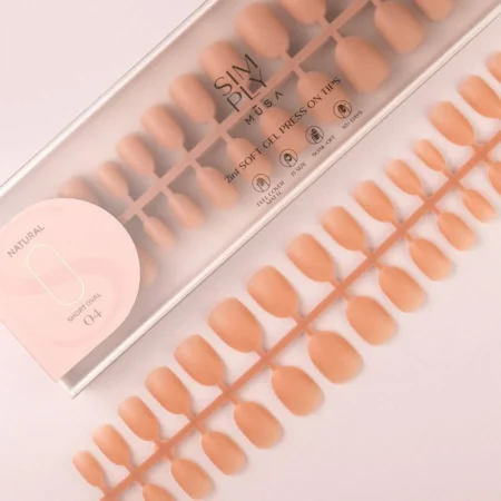 Tips Soft Gel Press On Oval Corta Dark Nude