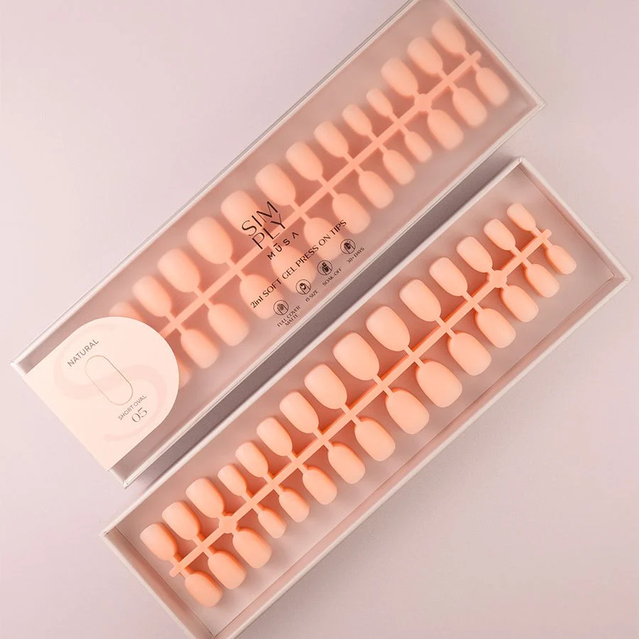 Tips Soft Gel Press On Oval Corta Peach Pink