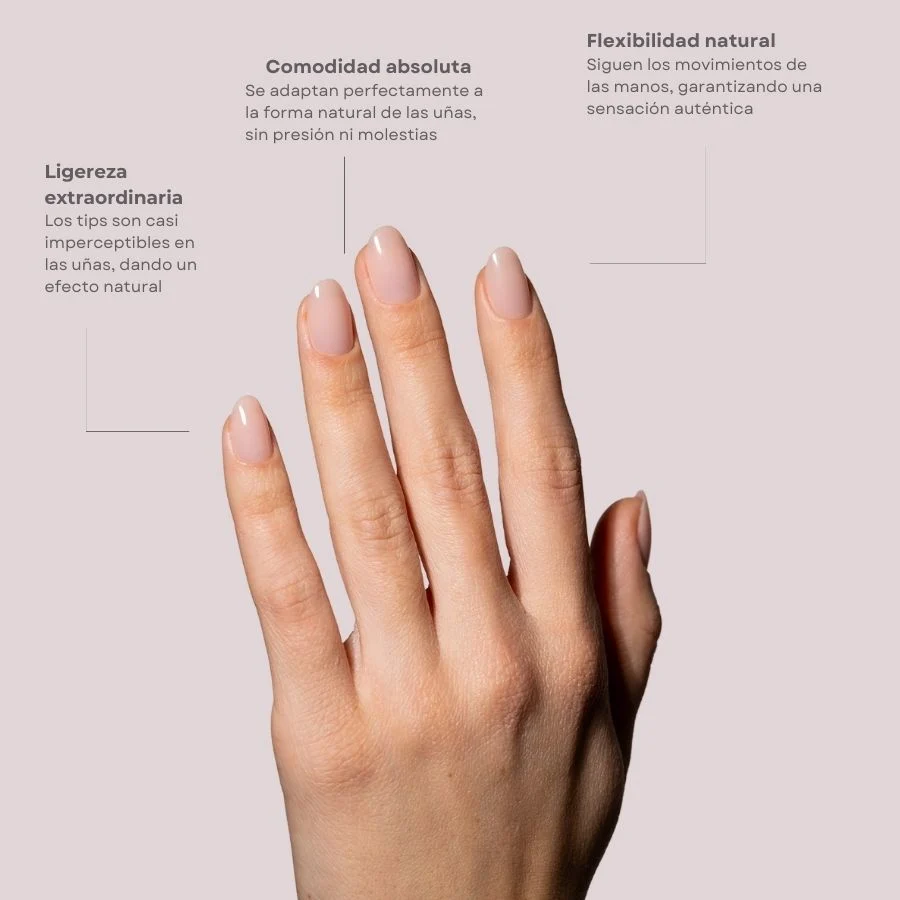 Tips Soft Gel Press On Oval Corta Peach Pink