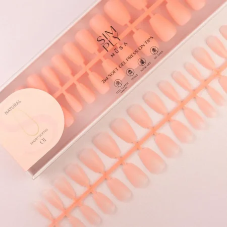 Tips Soft Gel Press On Natural Coffin Corta 01 Coral Pink - 240pz
