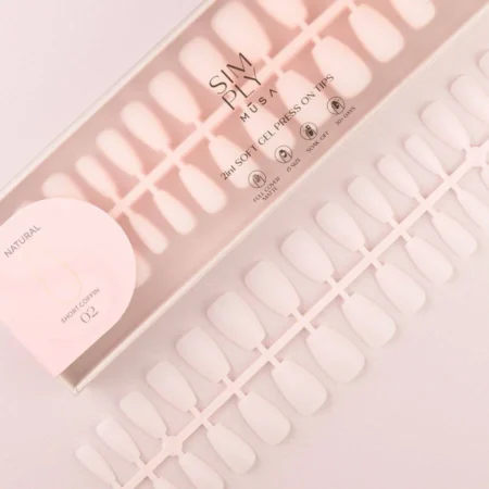 Tips Soft Gel Press On Natural Coffin Corta 02 Blush - 240pz