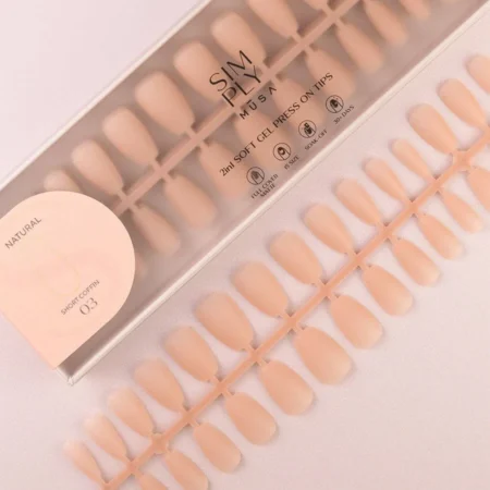 Tips Soft Gel Press On Natural Coffin Corta 03 Pink Sand - 240pz