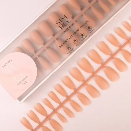 Tips Soft Gel Press On Natural Coffin Corta 04 Dark Nude - 240pz