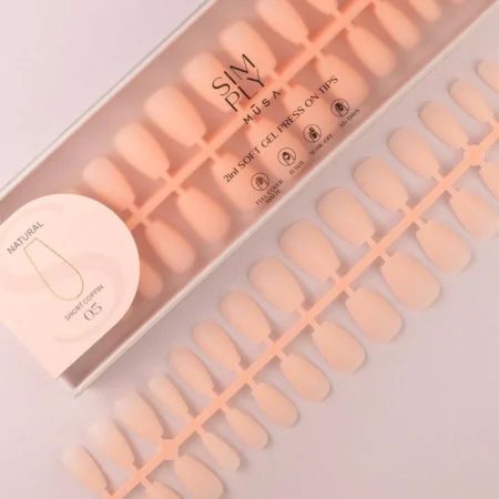 Tips Soft Gel Press On Natural Coffin Corta 05 Peach Pink - 240pz