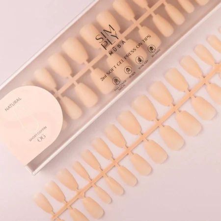 Tips Soft Gel Press On Natural Coffin Corta 06 Nude - 240pz