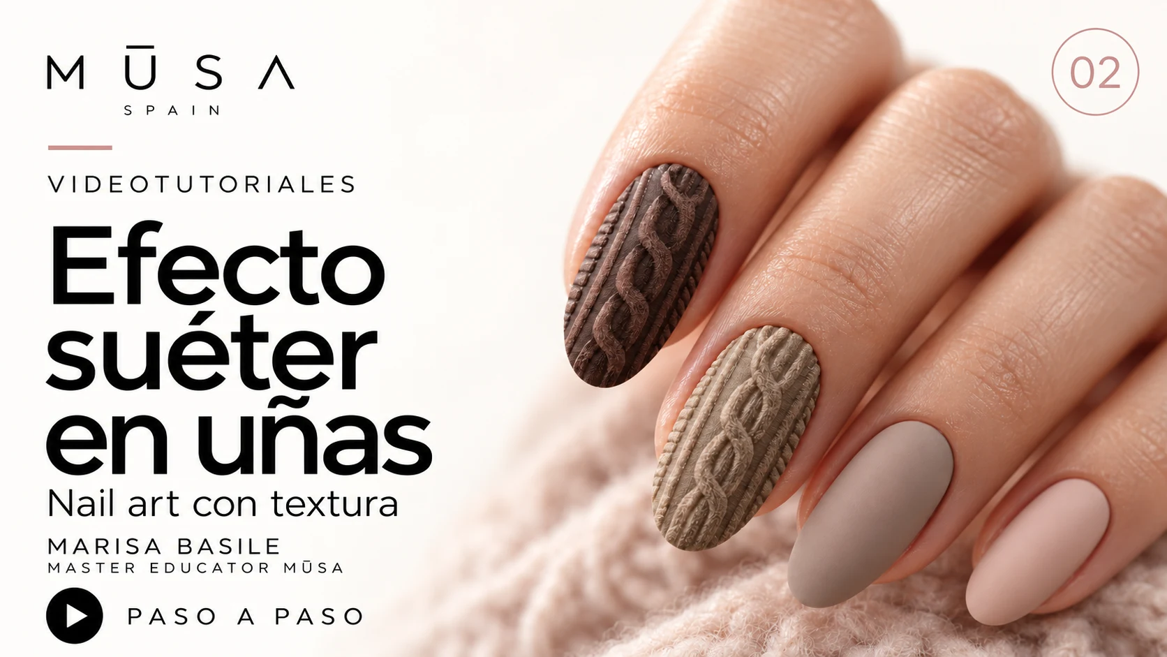 Uñas efecto jersey paso a paso: vídeo tutorial (efecto suéter)